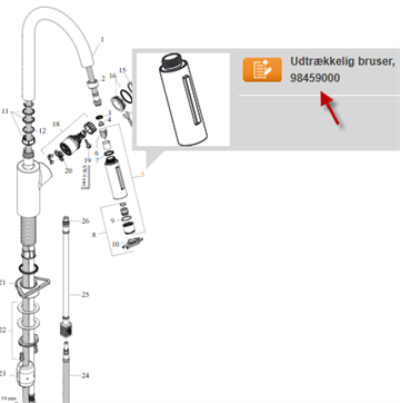 Hansgrohe Udtrækkelig bruser for Focus M41 og Centro køkkenarmatur, Krom